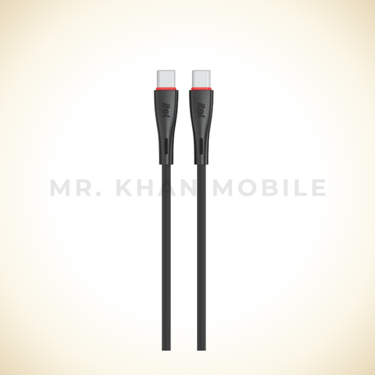 itel Cable Pulse C60S Type-C to Type-C Data Cable, 2.4A Fast Charging, High-Speed Data Transfer, 1 Meter Long, Premium White Finish