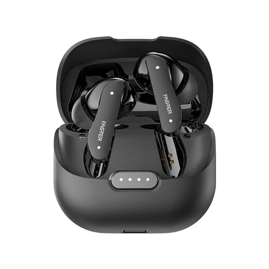 Roar Black ANC+ENC Earbuds with Case Open