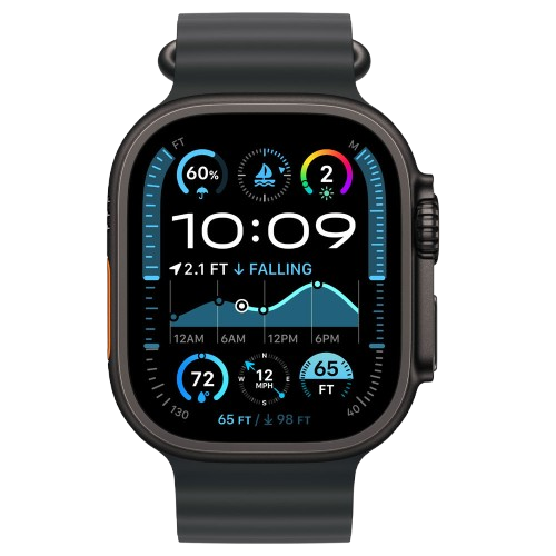 Apple Watch Ultra 2 Black Ocean Band Side Design