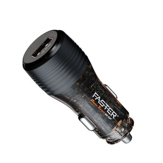 Faster FCC-200 Power Torque Series car charger in black color with fast charging