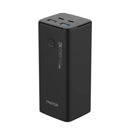 FASTER PD-65W Power Bank 20,000mAh Black – Ultra-Fast 65W Charging with Multiple USB Ports