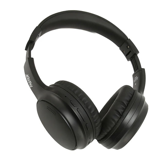 FASTER S5 ANC Black Over-Ear Wireless Headphones — Front View with Cushioned Earcups