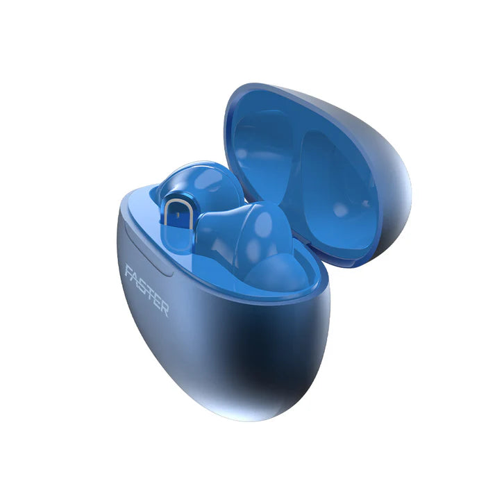 Quest X Blue Wireless Earbuds with Charging Case Closed