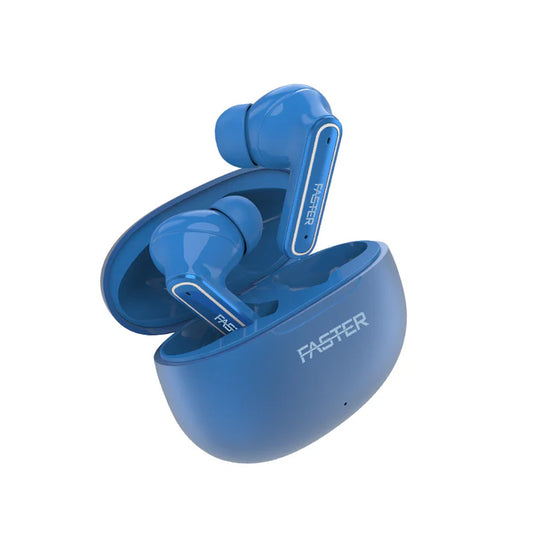 Quest X Blue Wireless Earbuds Front View