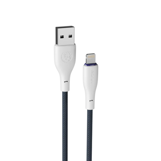 "Durable R-2025 iPhone Cable – Tangle-Free 2.4A Charging with Reinforced Connectors