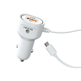 R-545 White Car Charger 2.4A with Lightning, Micro USB, and Type-C Cable