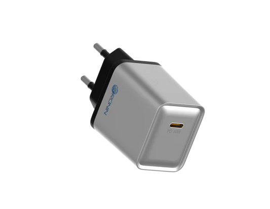 R-6015 30W Max Charger Grey — Front View with Compact Design