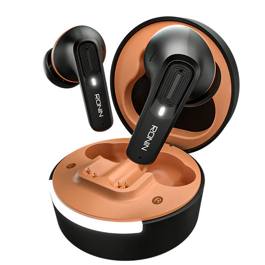 R-7100 Mellow Black Earbuds front view