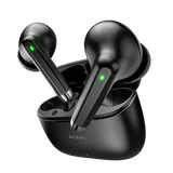 R-740 Vivid Black Earbuds front view with matte finish design