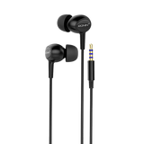 "R-9 Handsfree with 10mm driver, matte finish design, 1.2m cable, and 3.5mm AUX connector in black"