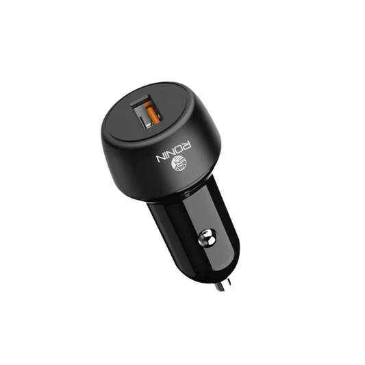 R-911 Quick 3.0 Car Charger in Black with Micro USB & Type-C Compatibility