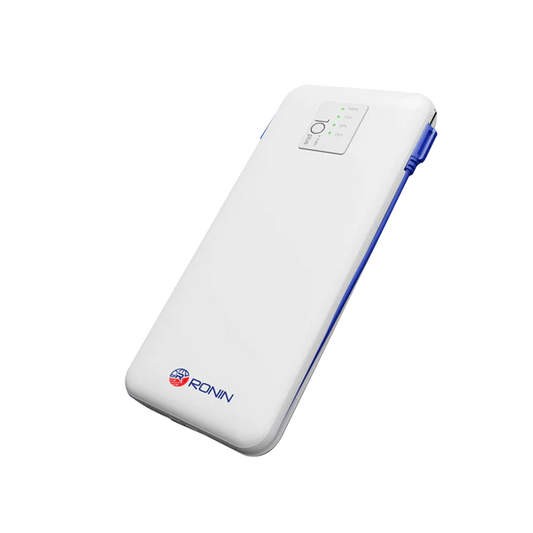Ronin R-73 Power Bank 10000mAh in White with built-in cables