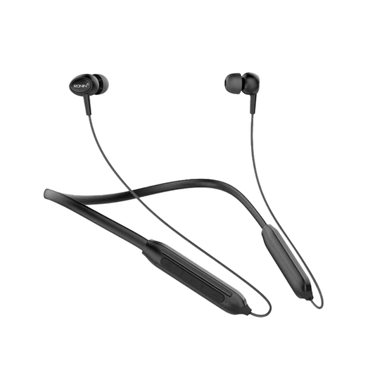 Ronin R-970 Wireless Neckband Black — Stylish Design with Deep Bass
