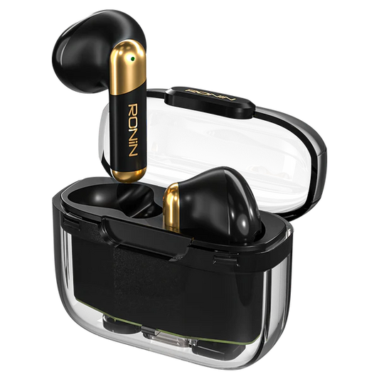 Ronin Snap R-7070 Wireless Earbuds Black – Transparent Dual-Tone Finish