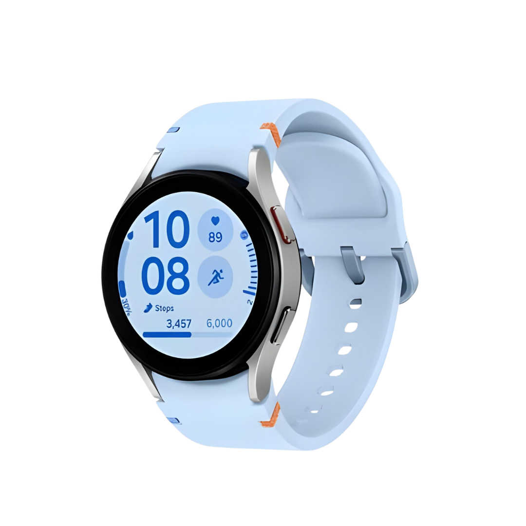 Samsung Galaxy Watch FE with silicone straps in blue color