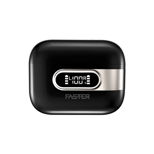 Alt: Slick X Black Wireless Earbuds Front View