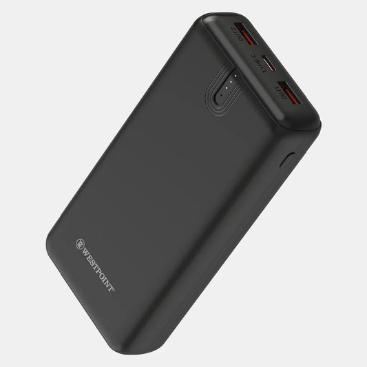 WP-1000 Smart Power Bank 10000mAh with 22.5W fast charging, multiple outputs, and fireproof PC + ABS design