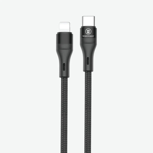 WP-352 Fast Charging PD Cable Black with 30W Output and 2-Meter Braided Design