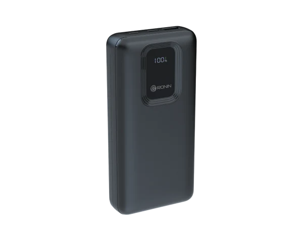 R-4025 Power Bank 20000mAh Black – Front View with digital display