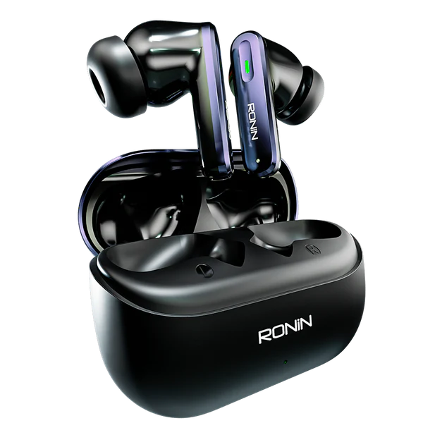  Ronin R-7075 Vesper Black Earbuds with Touch Controls 