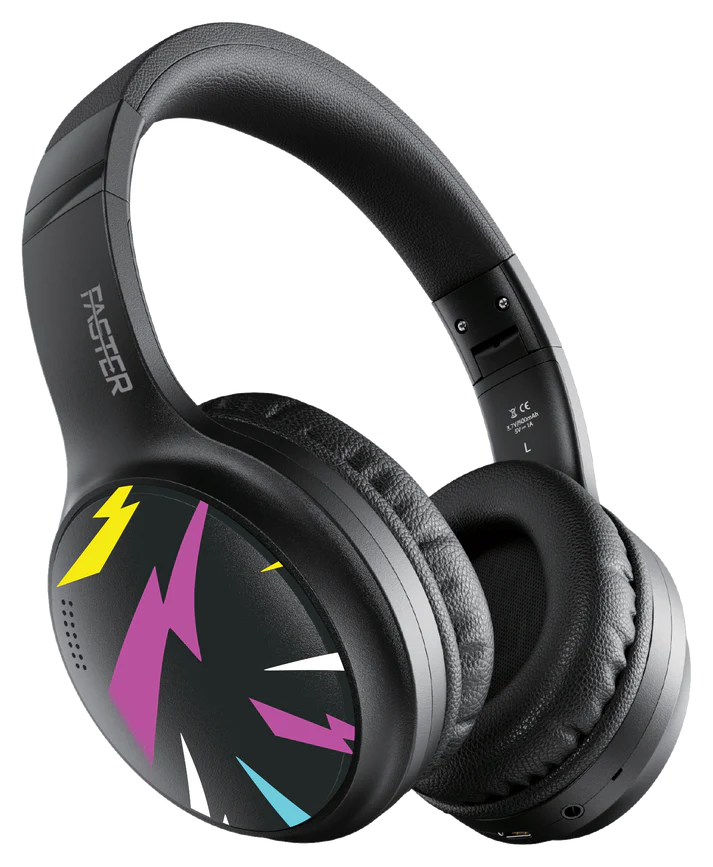 Bluetooth V5.3 ANC Black Headphones — Front View with Sleek Over-Ear Design