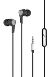 Faster F15 Handsfree black front view with 3.5mm plug and in-line mic