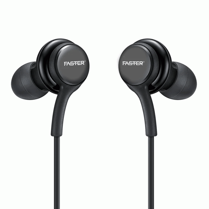 Faster F5 wired earphones black side angle showing premium design