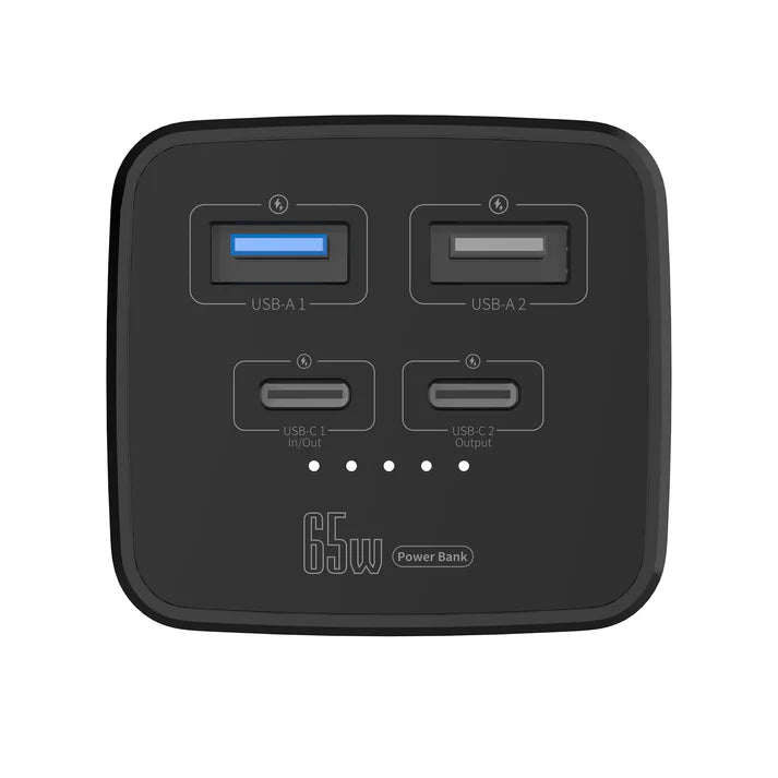 FASTER PD-65W Power Bank Front View – Digital LED Indicator, Slim and Portable Design
