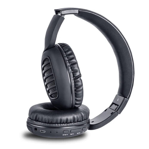 Faster S4 HD Black Wireless Headphones — Close-up Detailing with Buttons and Cushioned Earcups