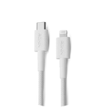 R-2045 Type-C to iPhone Braided Cable in White Color with 27W Fast Charging