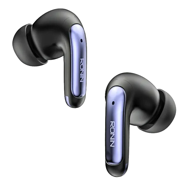 Mystique R-7010 Blue Earbuds side angle