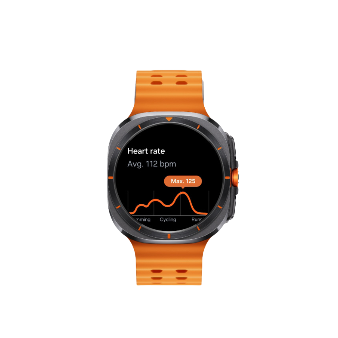 Galaxy Watch Ultra L705 orange side profile showing durable strap