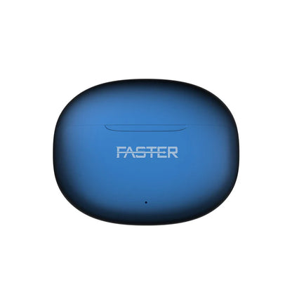 Quest X Blue Wireless Earbuds Side View