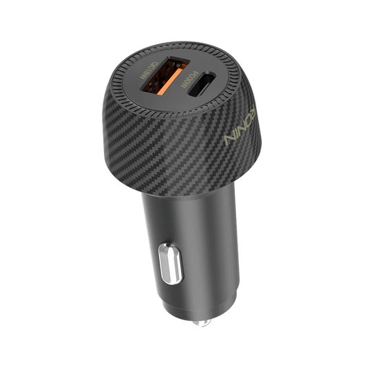 Nos R-2505 Black Car Charger with QC 18W and PD 30W Dual USB Fast Charging