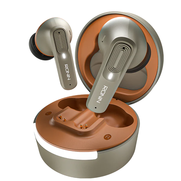 R-7100 Mellow Gray Earbuds front view