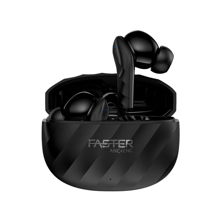 Raptor Black Wireless Earbuds Side Angle