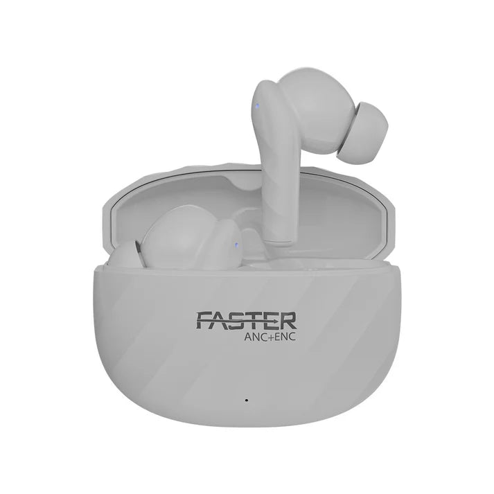 Raptor White Wireless Earbuds Side Angle
