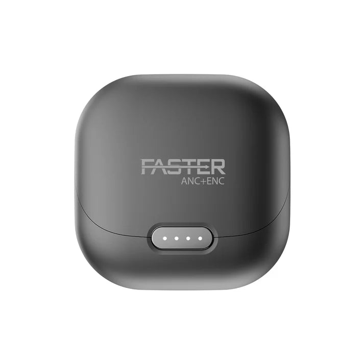 Roar Black Earbuds Front View with Charging Case