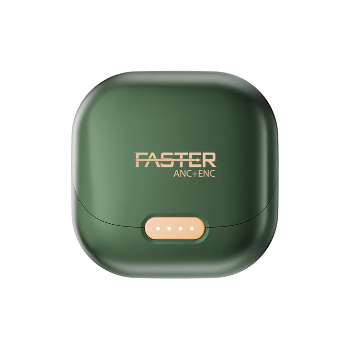 Roar Green Earbuds Front View with Charging Case