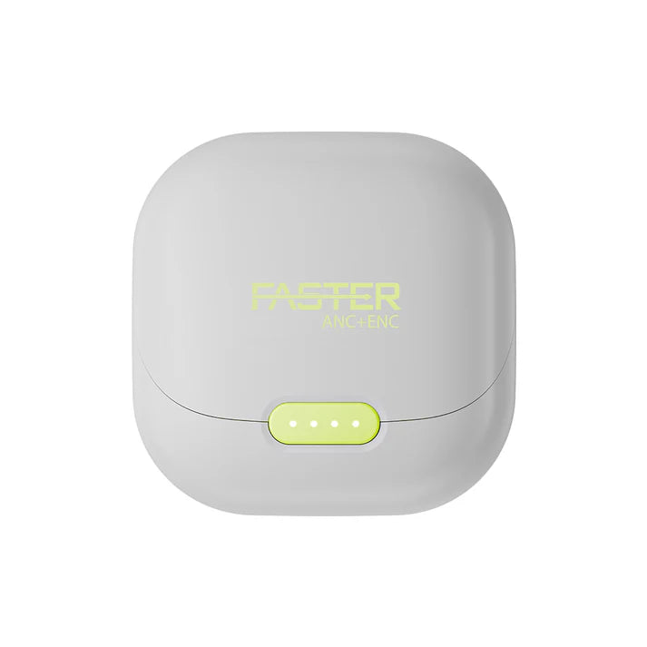 Roar White Earbuds Front View with Charging Case