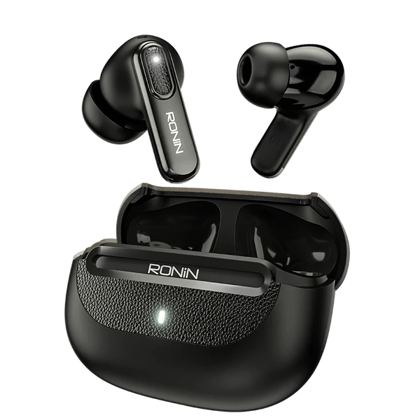 Ronin Nox R-7080 Black Earbuds with Charging Case