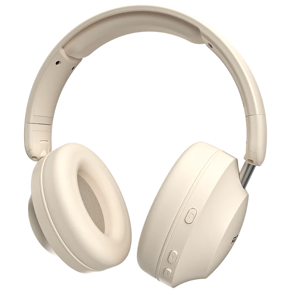 RONiN Magnitude R-1505 headphones in beige — minimalist design, 40mm drivers, 10 hours playtime