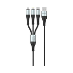 Ronin R-305 3-in-1 braided charging cable in black, front view