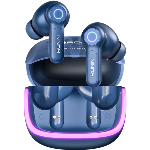 R-7015 Gaming Earbuds Blue Front View – Premium Gaming Design