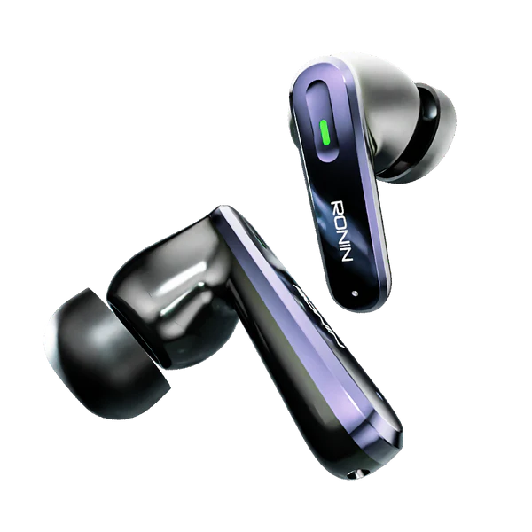  Ronin R-7075 Vesper Black Earbuds with Touch Controls and Compact Design