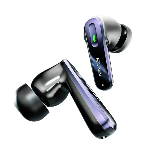  Ronin R-7075 Vesper Black Earbuds with Touch Controls and Compact Design