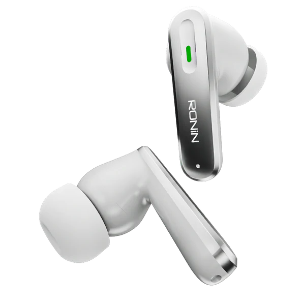Ronin R-7075 Vesper White Earbuds – Dual Connectivity with Sleek Design