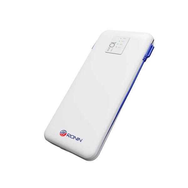 Ronin R-73 Power Bank 10000mAh in White with built-in cables