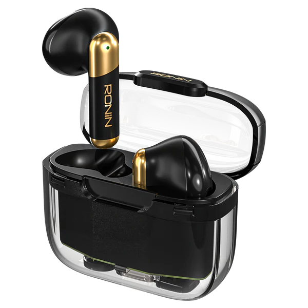 Ronin Snap R-7070 Wireless Earbuds Black – Transparent Dual-Tone Finish