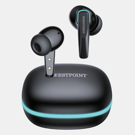 WP-115 Wireless Earbuds in Black – Bluetooth 5.3, 6H Playtime, Type-C Charging
